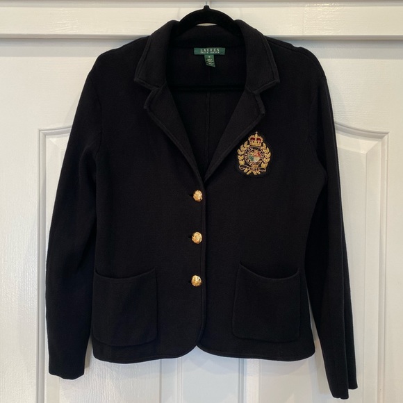 Lauren Ralph Lauren Jackets & Blazers - Lauren Ralph Lauren Logo Crest Knit Blazer black size M